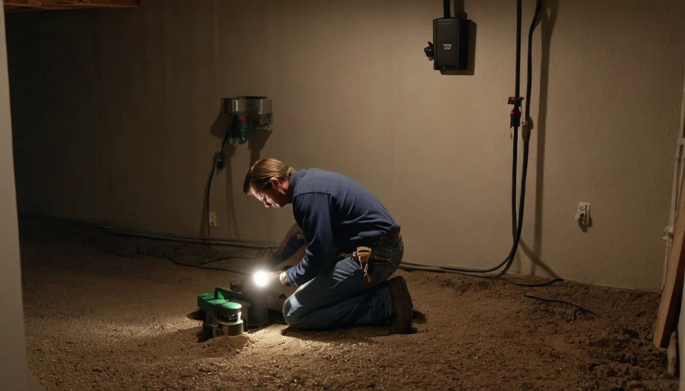 A provider checking a basement wall near a sump pump in a Cahokia Heights home